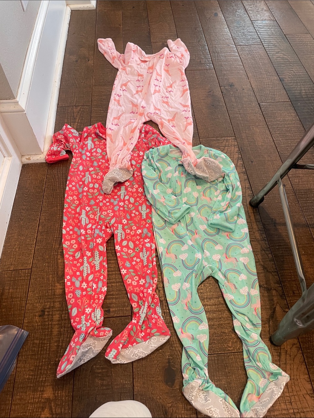 Carter's 3-Pack Footed One-Pieces - Pink, Coral, Mint Green